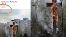 Spłonął krzyż Jana Pawła II. Radna KO: „piękny widok!”