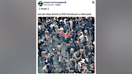 Tak się bawią młodzi Ukraińcy w Polsce. Flaga UPA na PGE Narodowym
