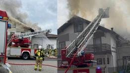 Groźny pożar hotelu w Wiśle. Ogień ukryty w poddaszu, akcja gaśnicza trwa