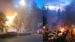 Moskwa. Ogromny pożar cerkwi Piotra i Pawła [Wideo]