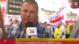 [Wideo] Pracownicy PKP Cargo i Poczty Polskiej protestują dzisiaj przeciwko masowym zwolnieniom