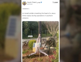 Absolutny skandal!!! Izraelski żołnierz rozbił młotem głowę figury Chrystusa