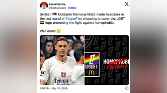 Zakrył plakietę LGBT na koszulce. Serbski piłkarz z zakazem udziału w meczach