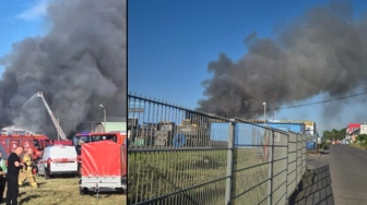 Gigantyczny pożar odpadów na Śląsku [Wideo]