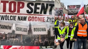 „Nie pozwolimy zamknąć targowisk”. Ogromy protest przed Sejmem przeciwko SENT