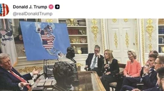 Trump znowu publikuje kontrowersyjną mapę: Kanada, Grenlandia, Kuba i Wenezuela „w granicach USA”