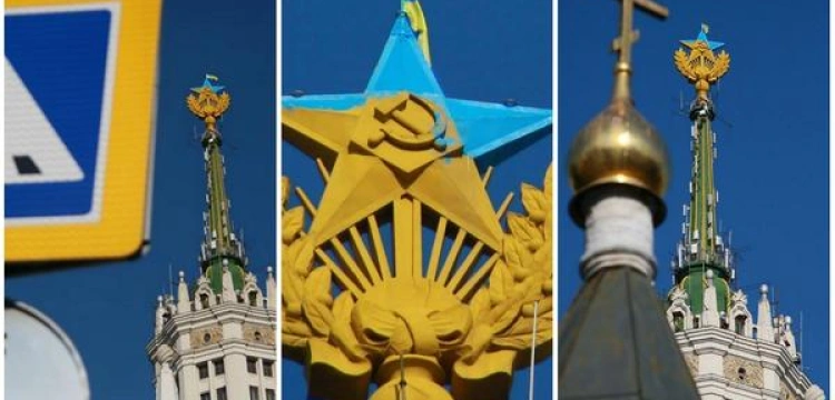 Ukraińska flaga na najwyższym budynku w Moskwie. Świetna akcja!