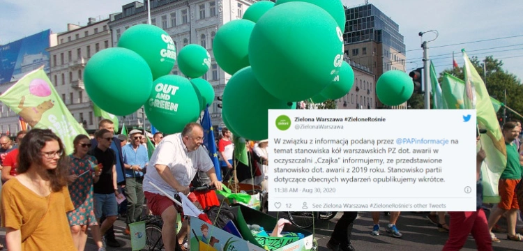 Zieloni dementują informacje o swoim stanowisku ws. awarii w ,,Czajce’’ – ,,To oświadczenie sprzed roku’’ 