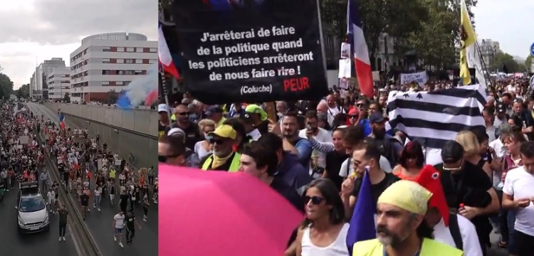 [Wideo] Francja. 200 masowych protestów przeciwko certyfikatom szczepień i segregacji sanitarnej
