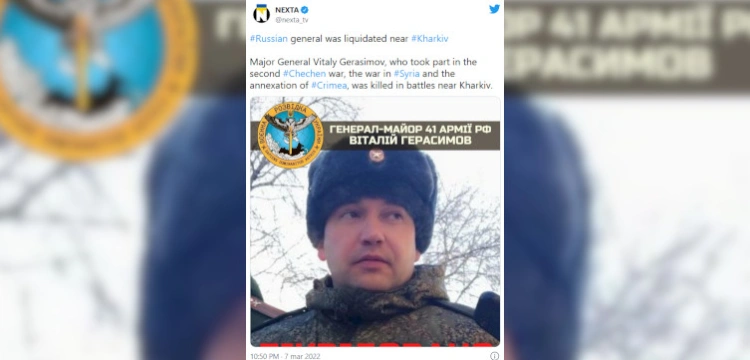 Gen. Gierasimow zlikwidowany pod Charkowem
