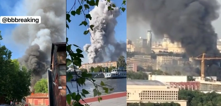 [Wideo] Moskwa. Magazyn materiałów wybuchowych w ogniu. Trwa akcja ratownicza