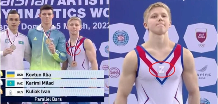 Rosyjski atleta stanął na podium obok Ukraińca i... pokazał wojenny symbol