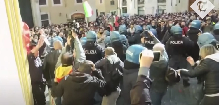 [Wideo] Włochy. Starcia przedsiębiorców z policją. Protesty przeciwko obostrzeniom Covid