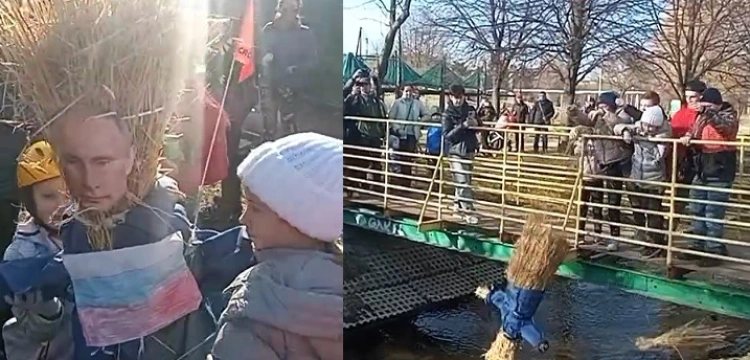 [Wideo, Zdjęcia] Kielce. Z okazji święta wiosny zamiast Marzanny topiono... Putinnę