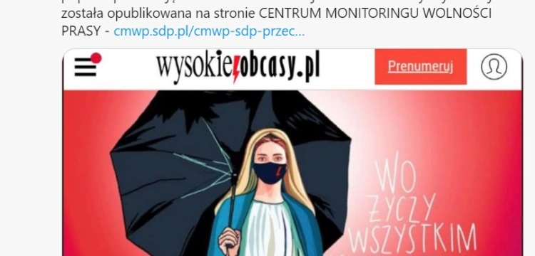 Centrum Monitoringu Prasy SDP o okładce ,,WO'': Prowokacja naruszająca prawo
