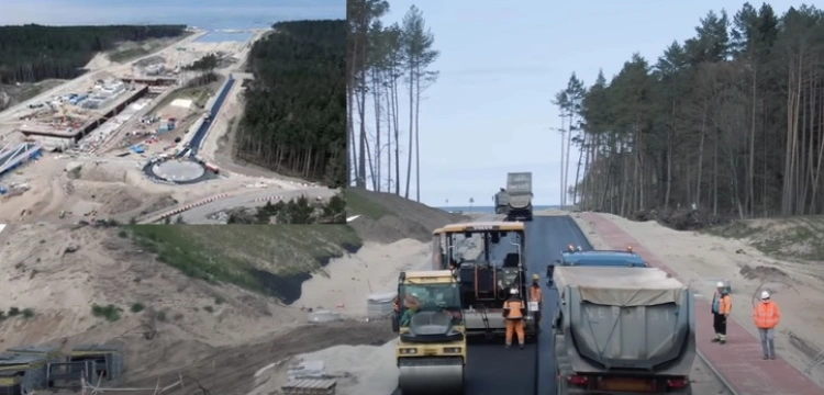 [Wideo] Pierwszy asfalt na Mierzei Wiślanej