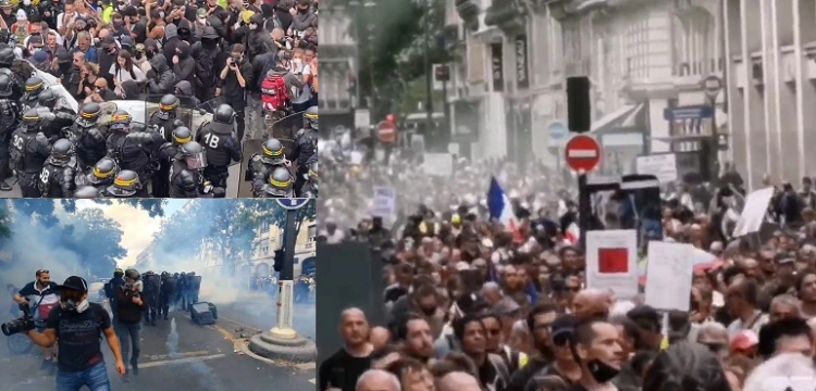 [Wideo] Paryż. Liczne starcia z policją podczas protestów przeciwko segregacji sanitarnej
