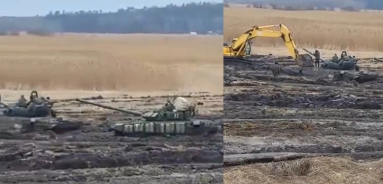 [Wideo] „Błoto” też pokonało ruskie czołgi na Ukrainie