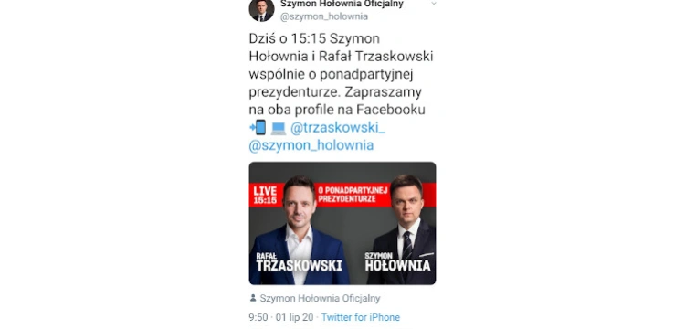 No i mamy jasność! Wspólny live Hołowni i Trzaskowskiego. ,,Komedia z antypartyjnością Hołowni skończona''