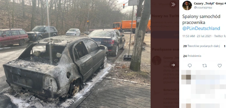 Berlin: Podpalono samochód polskiej dyplomacji. Gmyz: Ciężko uznać to za zwykłą sprawę
