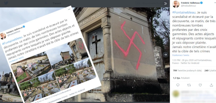 Francja: Ohydny atak na chrześcijańskim cmentarzu. Na grobach wymalowali swastyki