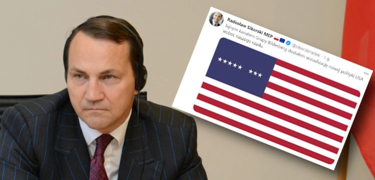 Po prostu dno! Sikorski na Twitterze zamieścił flagę USA z ośmioma gwiazdkami