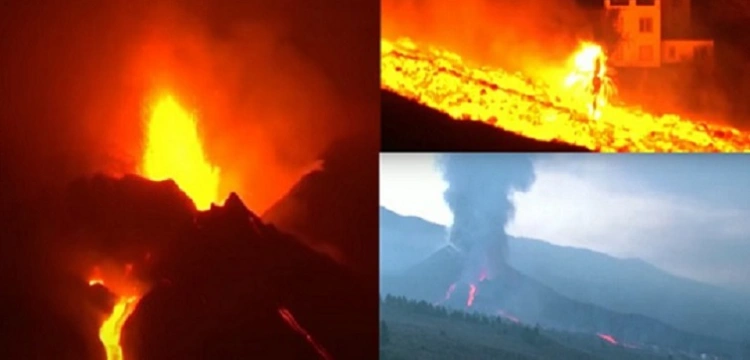 [Wideo] Kanary. Wulkan Cumbre Vieja ciągle groźny – nowy strumień lawy płynie z krateru i powoduje zniszczenia