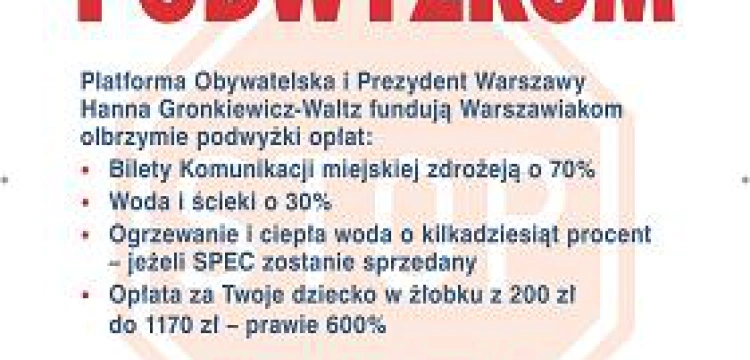 Stop drożyźnie w Warszawie
