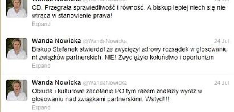 Nowicka: Zwyciężyło kołtuństwo i oportunizm (...). A biskup lepiej niech się nie wtrąca w stanowienie prawa!