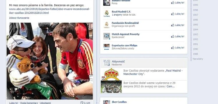 Casillas pożegnał zmarłego 14-letniego polskiego kibica. Pożegnał przyjaciela