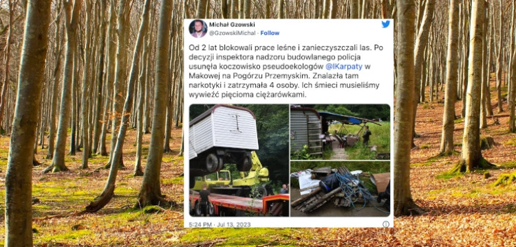Pseudoekolodzy usunięci z koczowiska. Na miejscu… narkotyki i góra śmieci