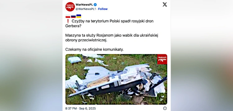 Kolejny dron rozbity na Lubelszczyźnie. „Informacja dla Rosji jest prosta”