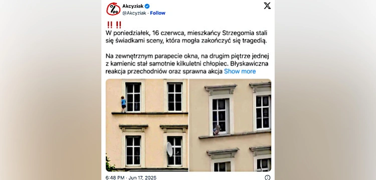 O krok od tragedii w Strzegomiu. 3-latek na parapecie, matka… pod wpływem alkoholu