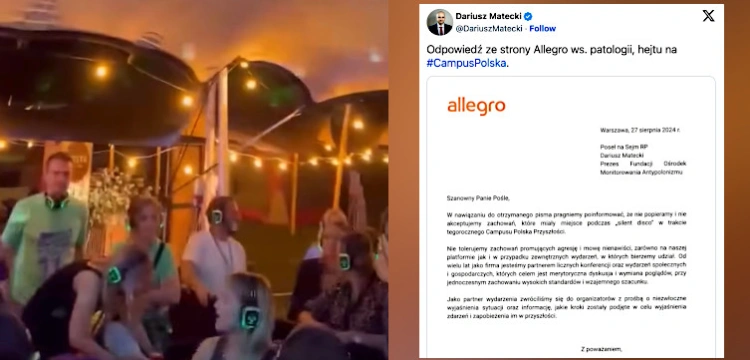 „Nie tolerujemy promowania agresji”. Allegro odcina się od wydarzeń na Campusie