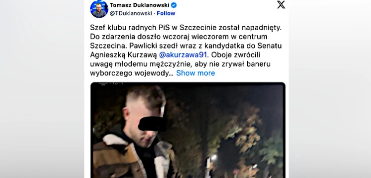 Szczecin. Brutalna napaść na szefa klubu radnych PiS