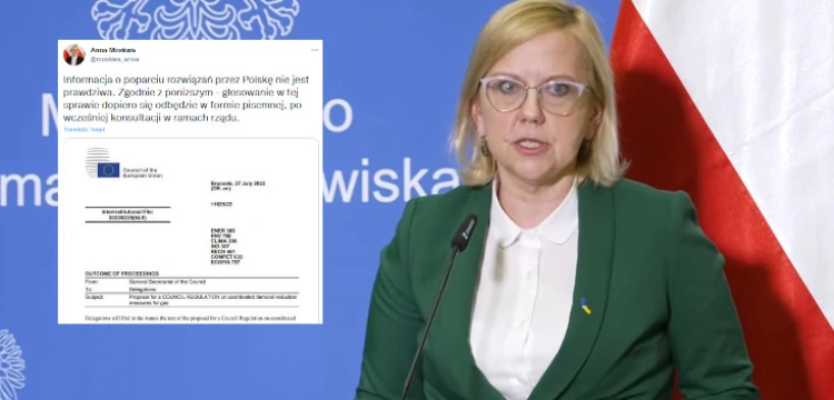 Minister Moskwa: Polska nie zgodziła się na redukcję zużycia gazu