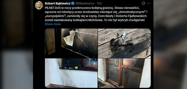 Szokujące! Bąkiewicz: Dom działaczy ROG obrzucony „koktajlami Mołotowa”. To polityczny akt terroru!