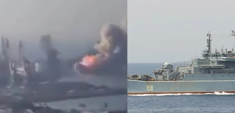 Rosyjski okręt desantowy na dnie – kolejny sukces Ukrainy [Wideo]