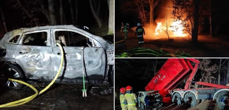 Tragedia w Skierniewicach: 73-latek spłonął w samochodzie elektrycznym