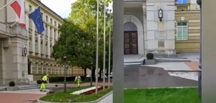 Gnojówka przed kancelarią Tuska [Wideo]