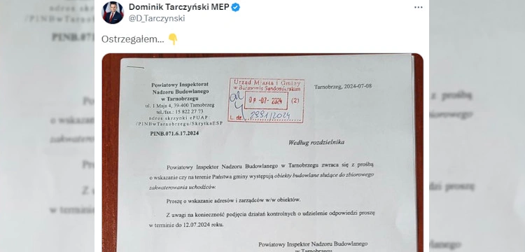 Powiatowy Inspektor Nadzoru Budowlanego szuka miejsca dla uchodźców. Europoseł PiS: Ostrzegałem!