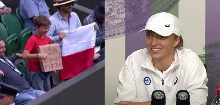 Wimbledon. Niecodziennie pytanie młodego fana do polskiej tenisistki: „Iga, chcesz pizzę?” [Wideo]