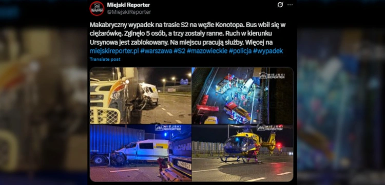 Koszmarny wypadek na autostradzie. Bus kurierski wiózł osiem osób, pięć zginęło na miejscu