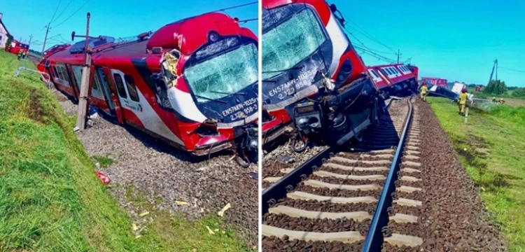 Tragedia na torach w Wielkopolsce. Pociąg wykoleił się po zderzeniu z ciężarówką