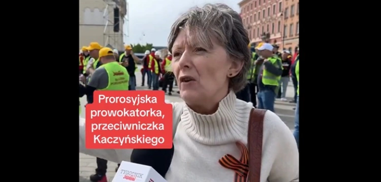 Broniła Putina i atakowała Kaczyńskich - prowokatorka na marszu Solidarności [Wideo]