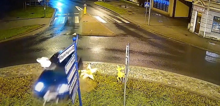 Brawura i nieodpowiedzialność 18-letniego kierowcy - "przeleciał" przez rondo [Wideo]