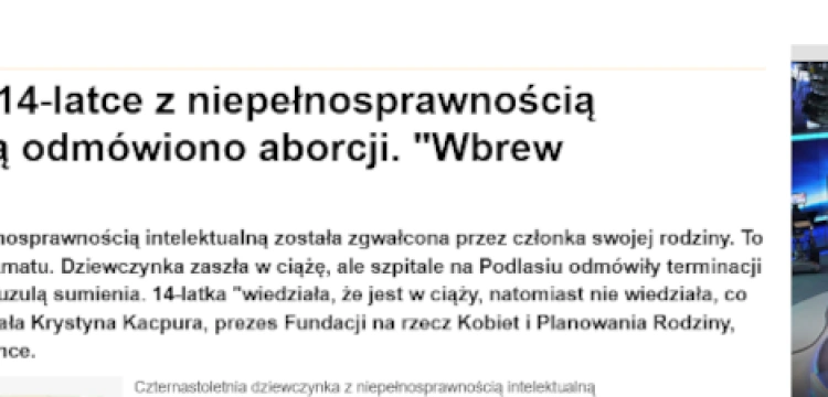 TVN kłamał ws. aborcji? Nastoletnia dziewczynka ma naprawdę 24 lata?