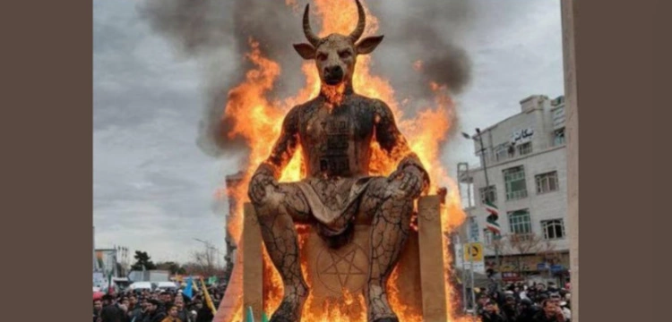 Z internetu: Irańczycy spalili pomnik Baala jako symbol rządzących w USA i Izraelu