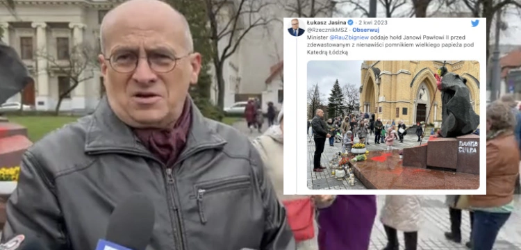 Prof. Rau przy zdewastowanym pomniku JPII: To akt nikczemny i kompromitujący