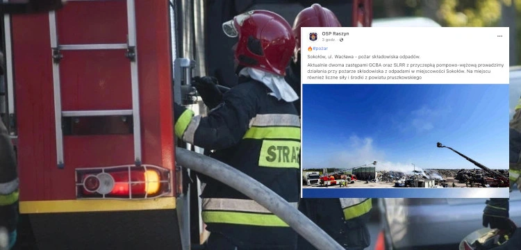 Pożar składowiska odpadów pod Warszawą. Na miejscu jest 12 zastępów strażaków